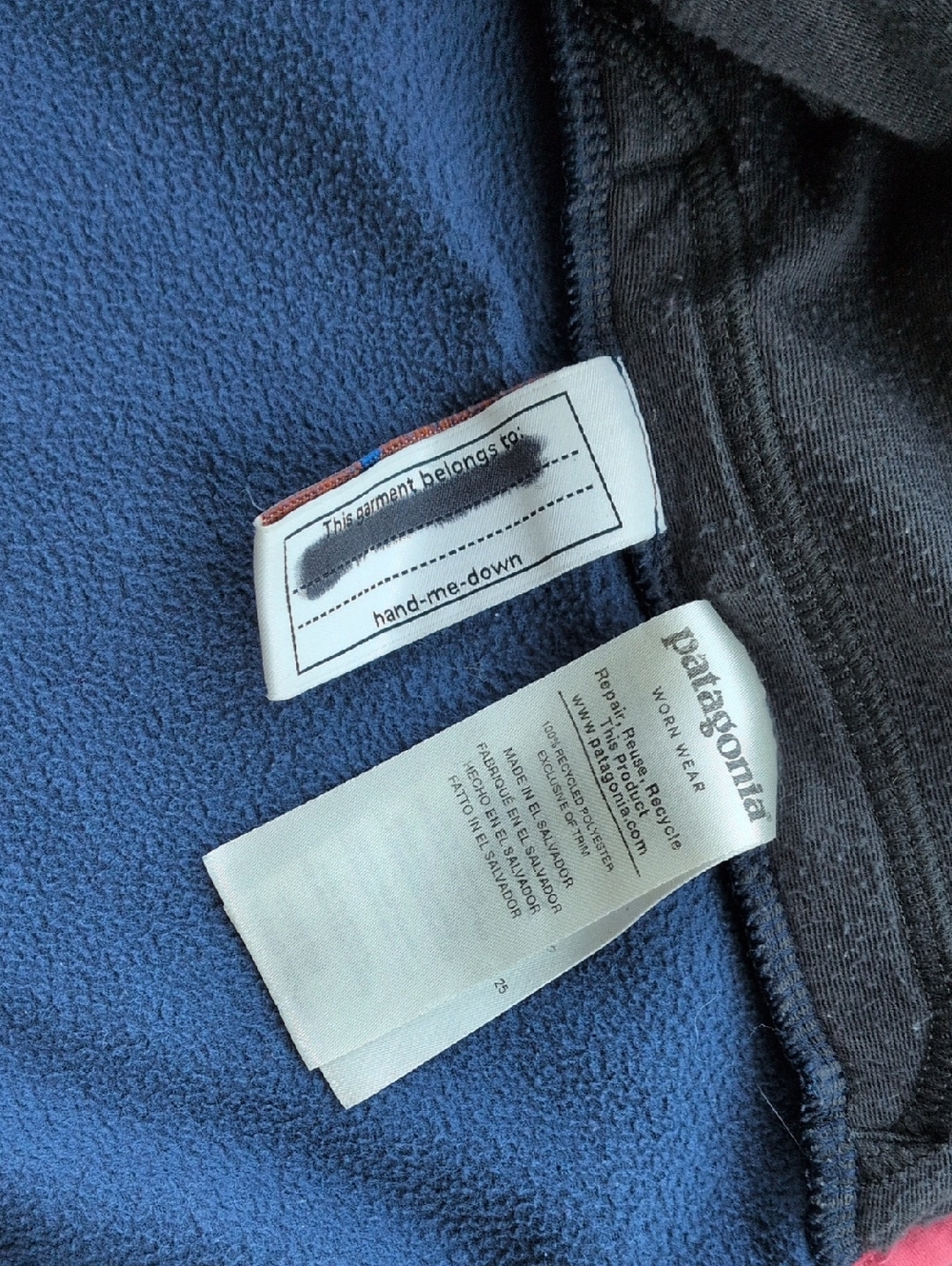 Patagonia Kids Navy and Pink Zip Hooded Fleece - Picture 8 of 8